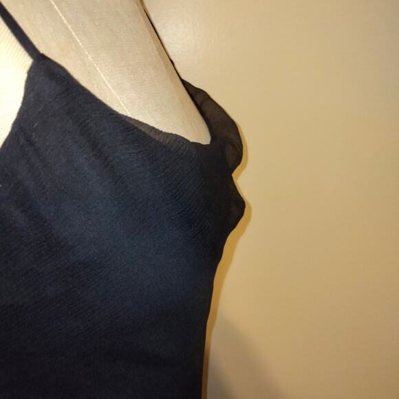 Betsey Johnson Vintage Y2K Black 100% Silk Beaded Hem Slip Dress 6 - Picture 5 of 14